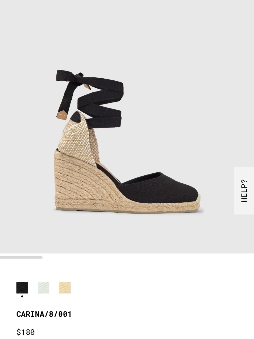 Castaner Black Carina Espadrille Wedge with Wrap Tie